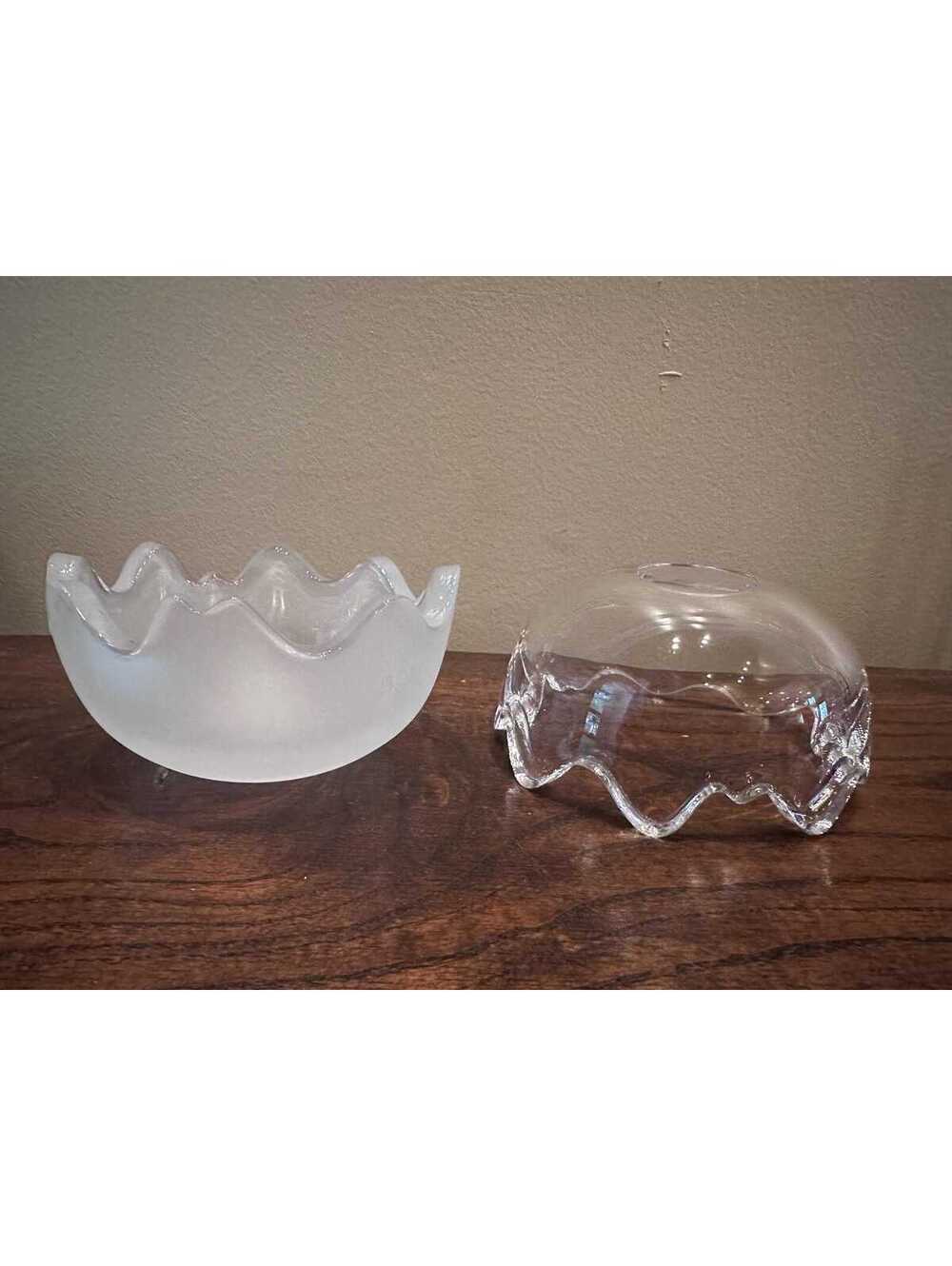 Holmegaard Denmark Michael Bang Frosted Art Glass Mixed Double Wave Bowls MCM - Picture 6 of 7